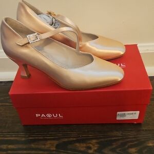 Women's Elegant Tan Mary Jane Heels